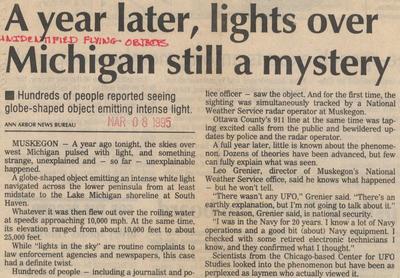 Holland Michigan UFO NewsPaper